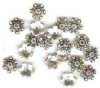 20 4x10mm Antique Silver  Bead Caps with Dot & Rope